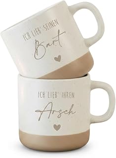 Rolig bröllopspresent brudpar koppar set – jag älskar hans skägg & Jag älskar hennes – present till bröllop för par partner koppset, förlovning, årsdag, alla hjärtans dag, gift par