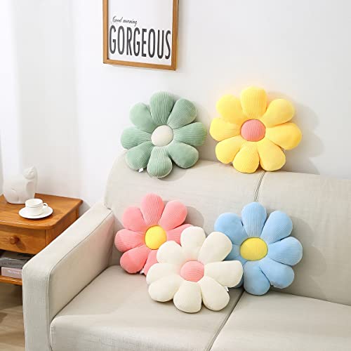 Shinuoer Daisy Pillow Flower Pillow Green Flower Shaped Throw Pillow Cute Seating Cushion Decorative Pillows For Couch Sofa Bed Decoration(15.7'',Green) #TOP1