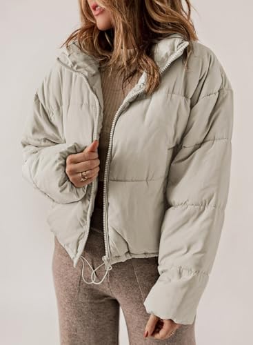 Dokotoo Womens Winter Quilted Jackets Long Sleeve Full Zip Puffer Jacket Coats with Pockets - Image 7