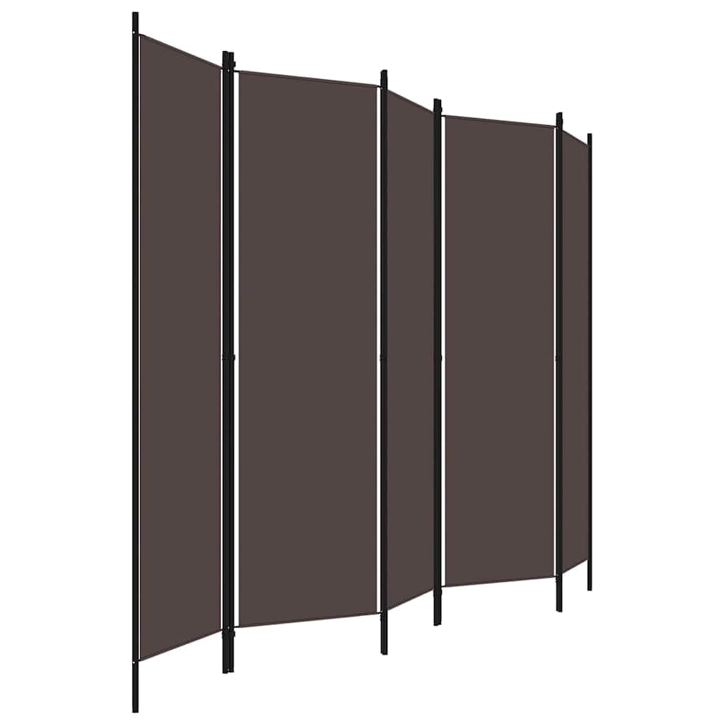 Divisor de habitaciones marrón de 300 x 180 cm con pantallas de tela, marco de hierro recubierto de polvo, plegable como biombo, protección visual, para salón, dormitorio, oficina, balcón