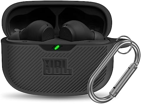 For Jbl Vibe 200Tws/Jbl Beam Case Cover, Silicone Protective Shock Cover Compatible With 200Tws & True Wireless Headphones Charging Carabiner(Black)