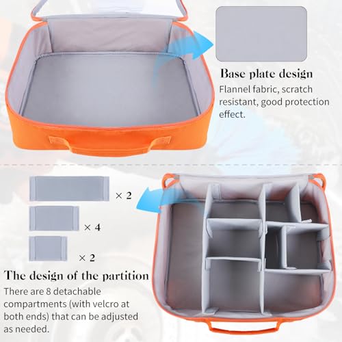 Image of Drill Brush Set Storage Bag Portable Carrying Bag for Drill Brush Attachment Set,With Clear Window and Multiple Compartments for Sponge,Brushes,Scouring Pads,Only Case,Orange