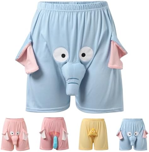 Cartoon Elephant Shorts Cute Animal Pants Big Nose and Ears Unisex Soft Elephant Homewear Sleepwear for Women and Men