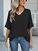 Famulily Women's Summer T Shirt Short Sleeve Top Casual V Neck Black Tee Shirt for Women Loose Fitted (XXL, Black) #5