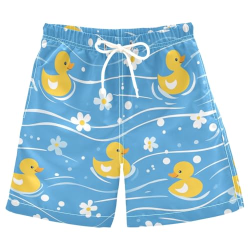 Boys Beach Board Shorts Daisy Duck Yellow Floral Swim Trunk Teen Swimwear 8-16Y