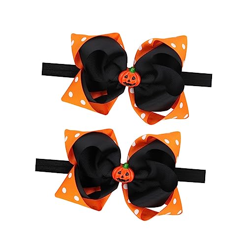 Kisangel 2pcs Halloween Headbands Elastic Hairbands Soft Comfortable Headdress for Newborn with Festive Bow Design