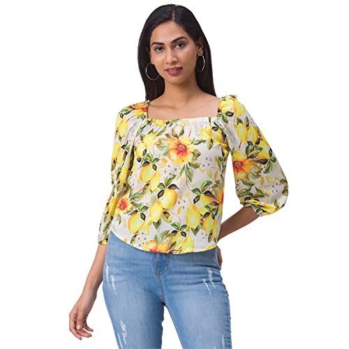 Image of Globus Women Yellow Floral Print Top