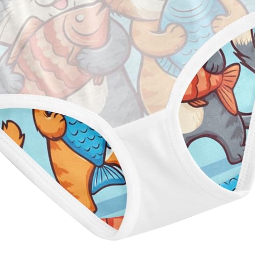 Girls Underwear Toddlers 2t Cotton Cute Panties Girl Print Briefs Girls Undies Cute Cartoon Cats Fish Blue 5