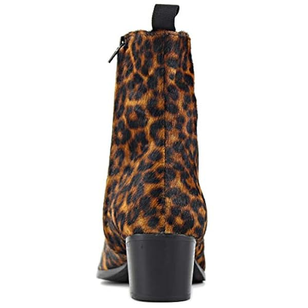 Herr Stövlar Chelsea Högklackade Boots för Män Mode Känga Vandring Ankel Dragkedja Äkta Läder Leopard OS-JY012-Color