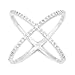 Sterling Silver Pave CZ "X" Criss Cross Long Ring (Size 8)