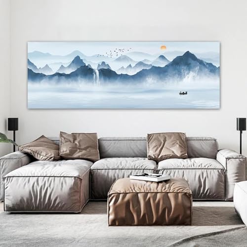 Toile paysage lac de montagne pour sublimer votre déco de salon moderne