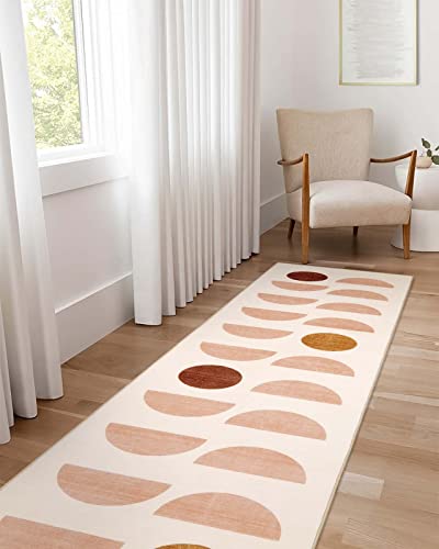Image of Lahome Boho Runner Rug- 2x8 Washable Runner Rug Non-Slip Bathroom Runner Rugs with Rubber Backing Ultra-Thin Geometric Carpet Runner for Hallways Kitchen Laundry Bedroom(2'x 8',Pink)