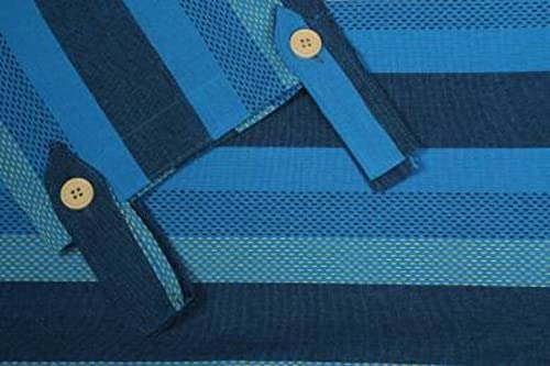 Image of Yaweh Cotton Striped Room Darkening Loop Type Door Curtain- 4 Ft X 6.75 Ft Set of 2 Pieces(Blue), Opaque, Tab Top Curtains (Blue, Door)
