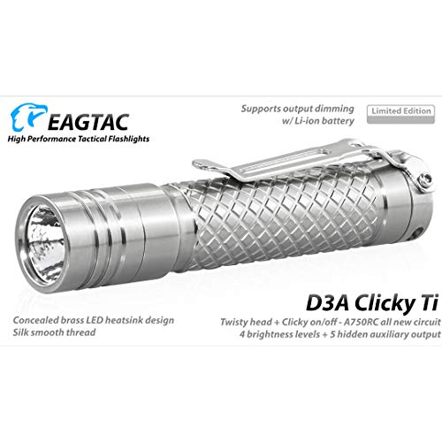 Eagletac D3A Clicky Titanium Mkii 405 Led Lumen Ultra-Compact Everyday Carry Aa Flashlight With Rechargeable Battery #TOP4