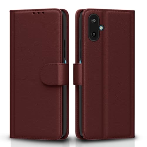 Image of Pikkme Flip Cover for Samsung Galaxy F06 5G / M06 5G Leather Finish | Inside TPU with Card Pockets | Wallet Stand and Shock Proof | Complete Protection Flip Case(Brown)