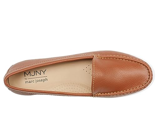 Marc Joseph New York Womens Casual Comfortable Genuine Leather Lightweight Driving Moccasins Classic Fashion Venetian Slip On Ladies Driving Loafer Flat Shoes Cognac Grainy 6.5 #TOP1