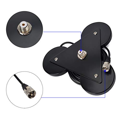 UAYESOK Heavy Duty Magnetic Mount SO239 30KG Suction 8.8inch Triangle Car Truck SUV Mobile Radio Antenna Base W/5M(16.4ft) PL-259 RG58 Coaxial Cable by UAYESOK - Image 4