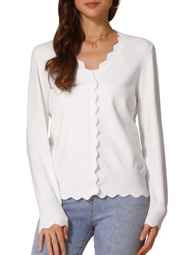 Azonee Women's Lightweight Knit Cardigan, V-Neck Open Front 9-Point Sleeve Shrug Sweater, Thin Long Sleeve Short Knit Jacket for Spring and Summer Top (Size: L)