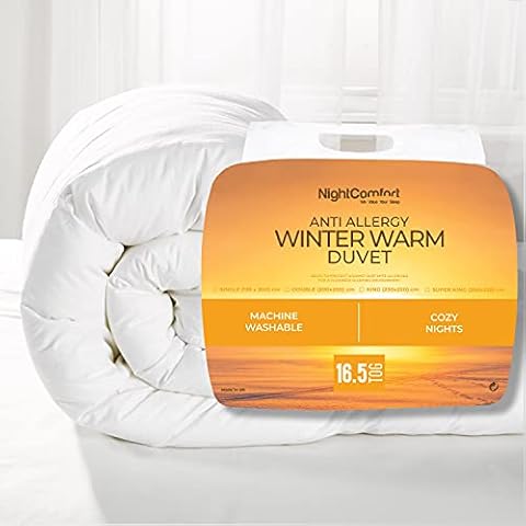 Night Comfort Feels Like Down 16.5 Tog Winter King Size Duvet Quilt - Ultra Snuggle Anti Allergy Extreme Warm Goose Down Alternative Duvet for Modern Bedding Cover