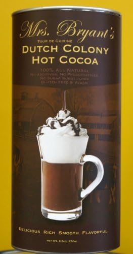 Mrs. Bryant's Dutch Colony Hot Cocoa-2 Pack ( 9.5 oz per Tin ) All Natural, Vegan, Gluten- Free, Kosher Hot Chocolate Mix