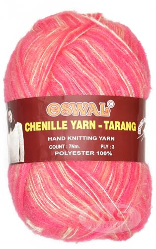Image of M.G ENTERPRISE Knitting Wool Yarn, Soft Fancy Feather Wool Multi Strawberry 100 GMS Best Used with Knitting Needles, Soft Fancy Wool-PE Art-HDE