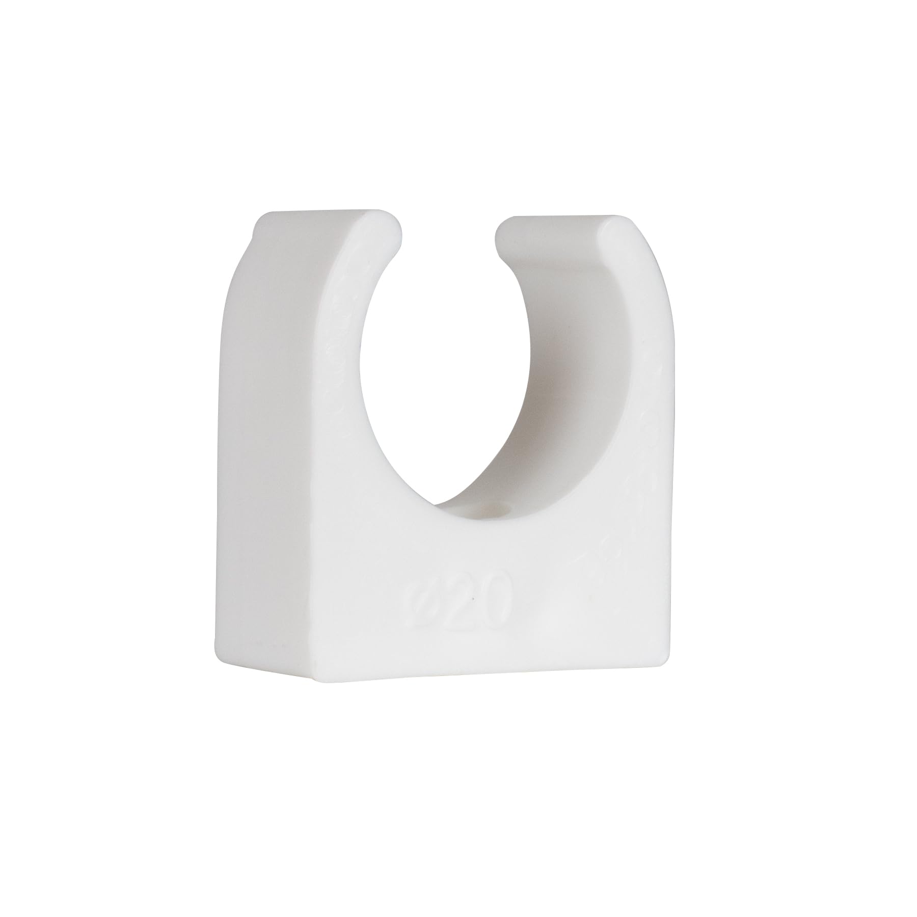 TekTools White Plastic Open Pipe Clips 20mm - Pack of 200 - Durable and Versatile Push-Fit Conduit Fitting, Snap-in Design Clamp Clips, Single Screw Fixings.