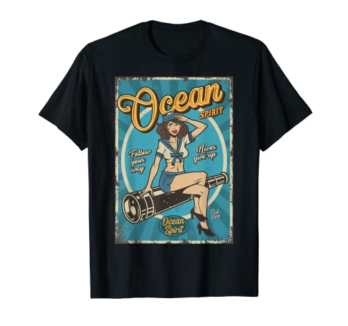 Ocean Spirit Retro Vintage Fun Gift Pin Up Lovers Camiseta