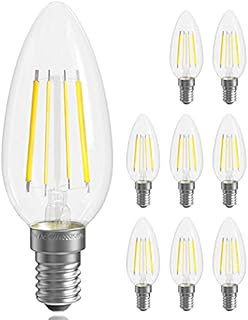 QNINE 8-Pack Cool White E14 LED Light Bulb, 4W (40W Equivalent), 400lm, Candle Bulbs Small Screw, SES Bulb, 6000K, Non-Dimmable
