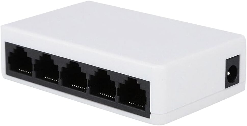 – Network Switch Mini Network Switch the 5-Port 10/100mbps Fast Ethernet Switch with Power Adapter (Color : As shown, Size : One size)