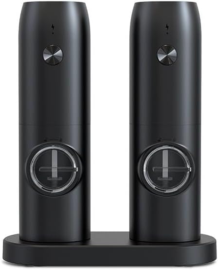 Electric Dual Coffee Grinder Set, Black, Stainless Steel, with Charging Base, Modern Design, Kitchen Household Use