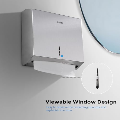 KSITEX Kommerzieller Papierhandtuchspender zur Wandmontage, Edelstahl-Handtuchspender mit Schloss, großvolumiger Halter für Multifold-Papierhandtücher für Badezimmer, Küche und öffentliche Bereiche