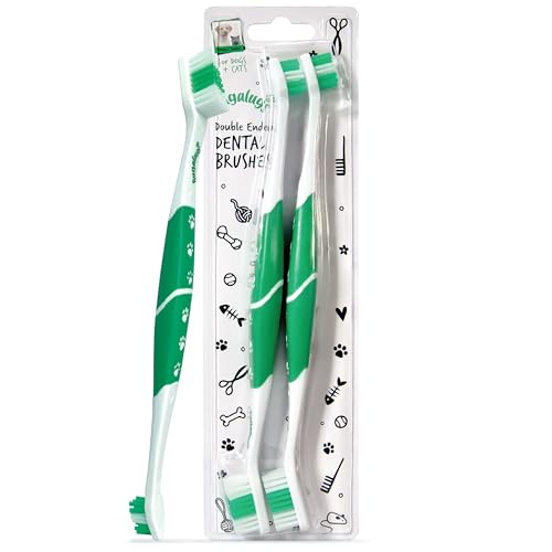 Bugalugs Dog Toothbrush & Cat Toothbrush Dual Ended Dog Plaque Remover Our Dental Dog Teeth Cleaning Products Makes Dog Teeth Cleaning Easier use with Dog Toothpaste & Cat Toothpaste (Twin Pack)
