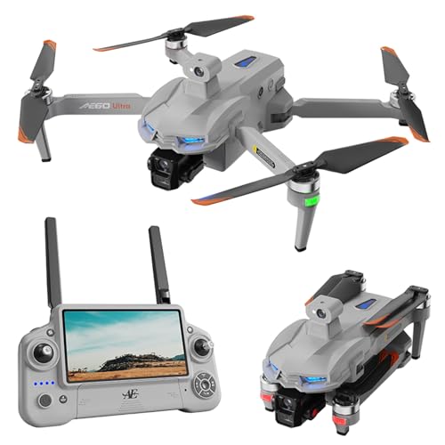 SANISHTH AE60 Ultra 4K Drone w/ Camera for Adults – 3-Axis Gimbal, GPS Auto Return, 360° Obstacle Avoidance, 6KM FPV, 9800mAh, Brushless Motors, EIS Stabilization, 5× Zoom, 7.2″ Screen Remote (GREY Grey version)