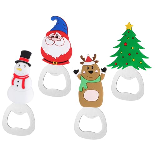 POPETPOP 4 pezzi Apribottiglie Natalizio Portatile con Natale e Pupazzo Gadget per Feste e Regali Utensile Professionale per Aprire Bottiglie