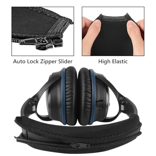 Image of Geekria Flex Fabric Headband Cover Compatible with Bose QC45 QuietComfort 35 II, QC35, QC25 Headphones, Replacement Repair Part, Sweat Cover, Easy DIY Installation (Black)