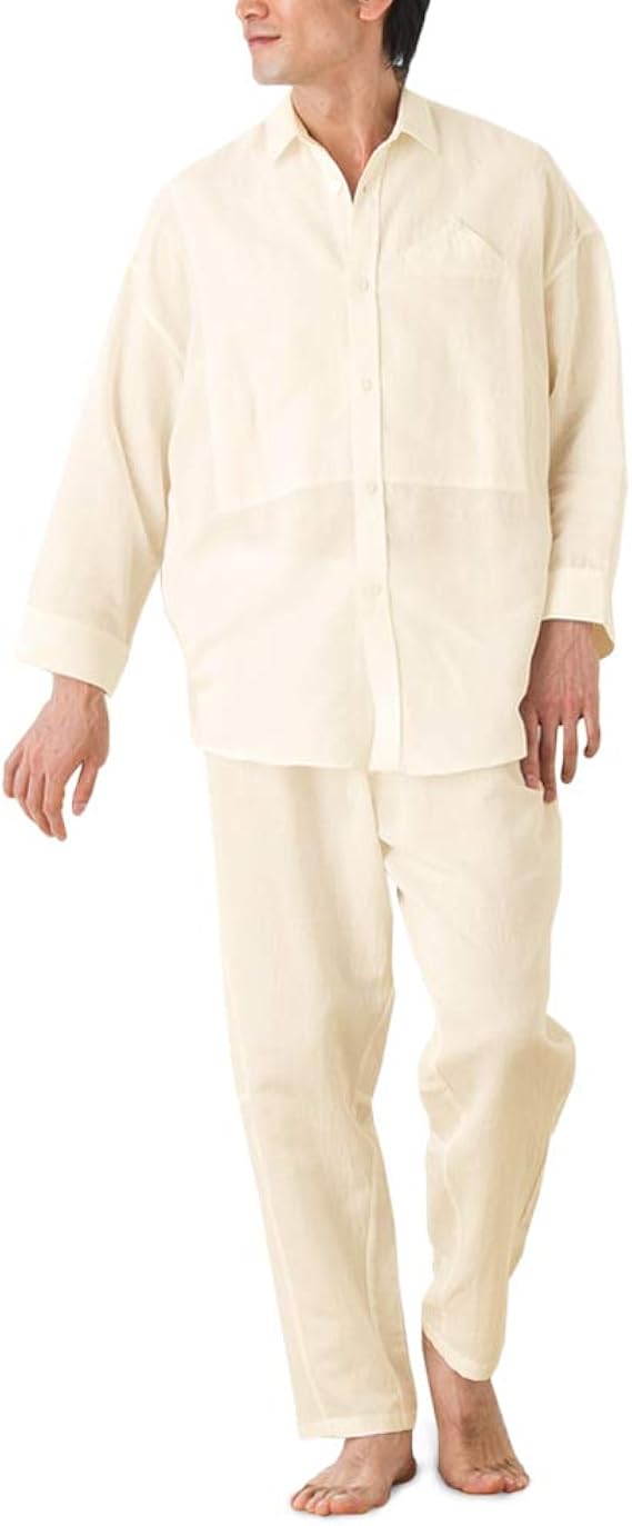 Amazon パジャマ屋 超高級 快適 極細和紙糸コットン メンズ パジャマ 前開き 長袖 日本製 社会の窓付き ルナアイボリー Lサイズ パジャマ 通販 Amazon パジャマ屋 超高級 快適 極細和紙糸コットン メンズ パジャマ 前開き 長袖 日本製 社会の窓付き ルナアイボリー Lサイズ パジャマ 通販