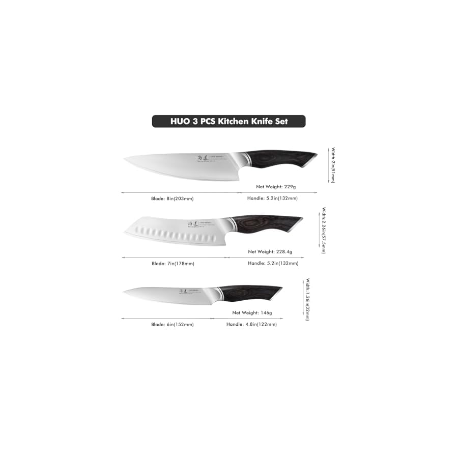 SHANGDAO Kitchen Knives Set, 3-Piece Chefs Knife Set High Carbon VG10 Stainless Steel with Ultra Sharp Blade & Professional Chef Knives, Japanese Cooking Knife with Gift Box