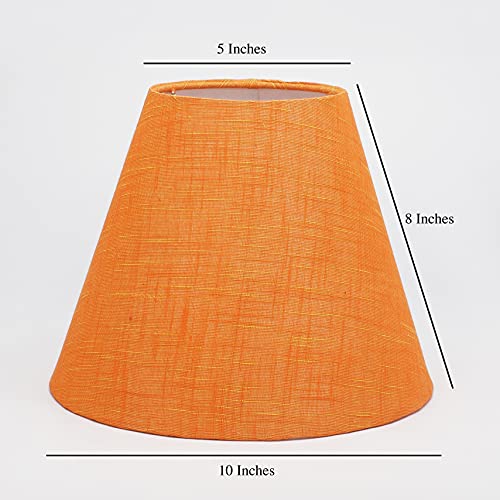 Image of 10 inch Inches, Conical Lamp Shade, Ideal for Table lamp, Cotton Fabric, Orange Texture Color