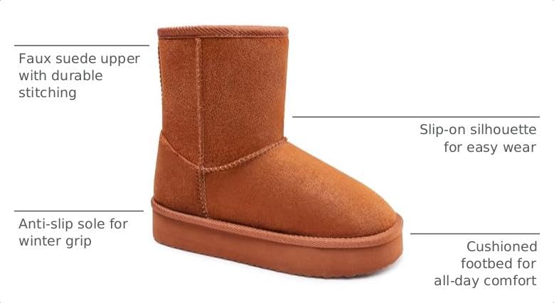 Image of FabKids Girls' Warm Fleece Lined Platform Snow Boots Non-Slip Ankle Winter Boots