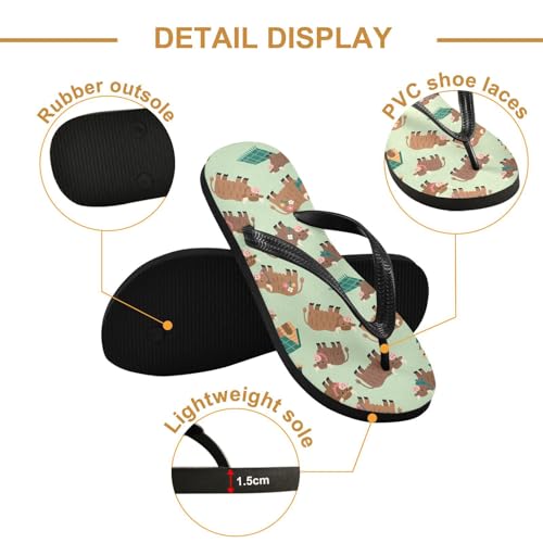Highland Cow Green Flip Flop Beach Summer Casual Sandal for Women & Men Shower Shoes 23017002