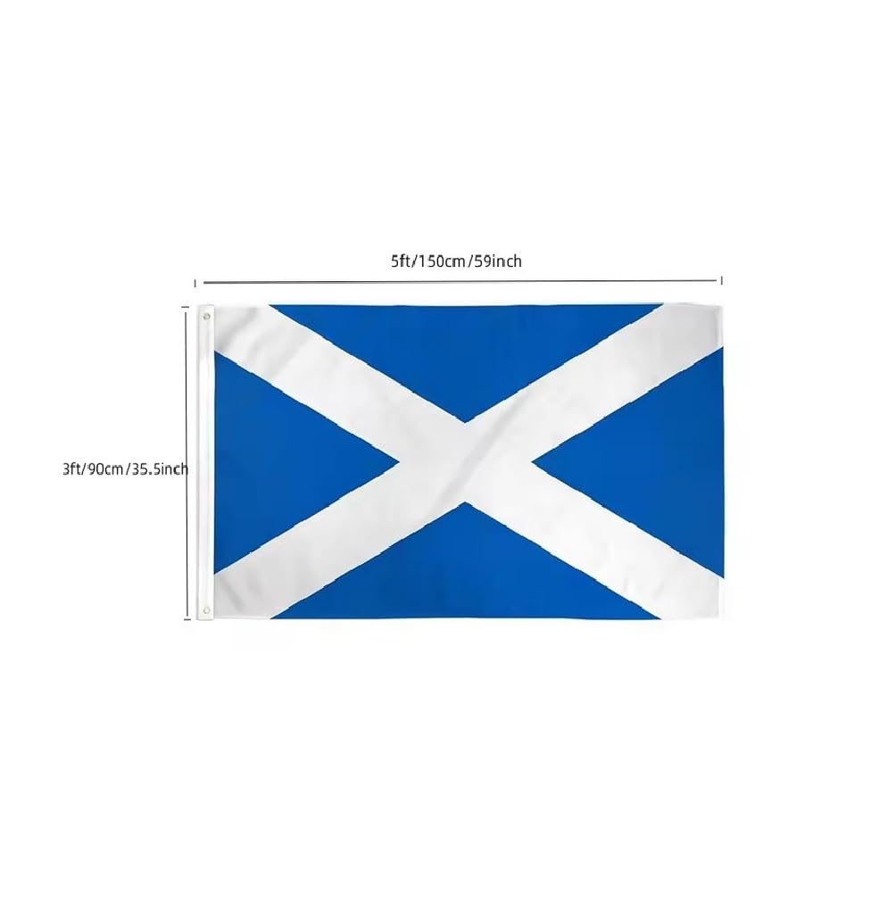 Scotland Flag Large National Country Scottish Football Rugby Sports Teams (90cm x 150cm), Blue, White, 90 x 150 cm - Image 2