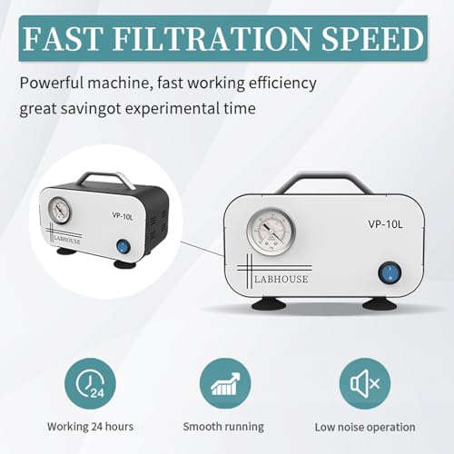 Labhouse LH-US-VP-10L Lab Diaphragm Vacuum Pump Vp-10L Portable Mini Oilless Pump Oil Free 10L/Min & Rubber Tube thumb #1
