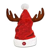 Strong Camel Antler Santa Hat Christmas Hat Dancing and Moving to Music Red