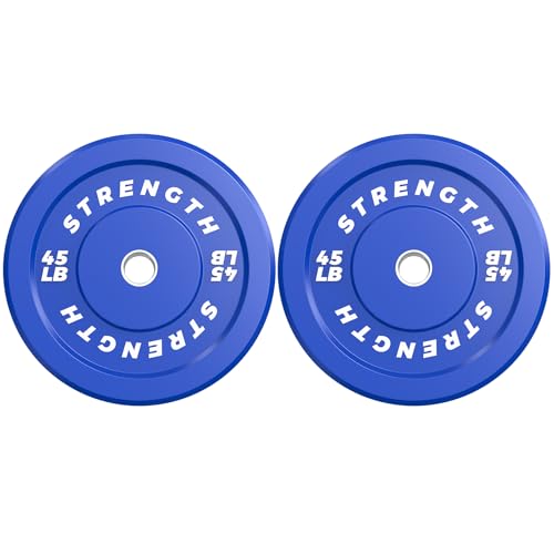 Rendpas Premium Color-Coded Rubber Bumper Plates Set - 2 Inch Noise Reducing Olympic Weight Plates for Cross Training (45Pair)