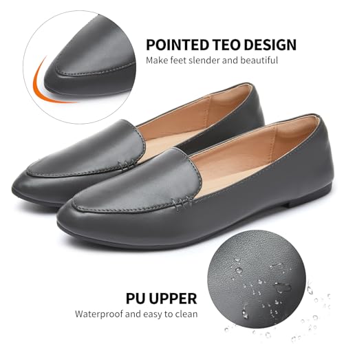 Image of FINIWOR Loafers for Women Flats Shoes Women Pointed Toe Dress Shoes Comfortable Memory Foam Penny Loafers Slip On Shoes