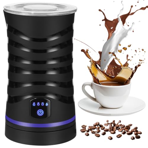 Espumador de leche eléctrico 4 en 1 con revestimiento antiadherente para espuma de leche caliente y fría, apagado automático, ideal para café y leche