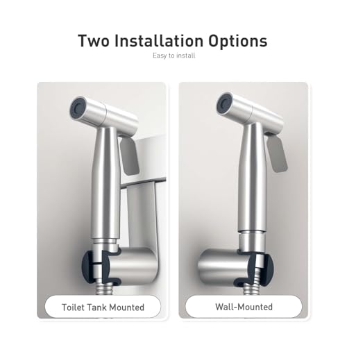 WEIDMAX Bidet-Handbrause, Hand Gehalten Bidet Sprayer Edelstahl Sprayer mit 49-Zoll-Schlauch und Halterung Halter, Includes T-adapter (G1/2''-3/8'')