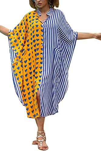 L-Peach Femmes Long Cardigan Chemise de Nuit Surdimensionné Homewear Maxi Kimono Plage Bikini Cover Ups Paréo Sarong Cover