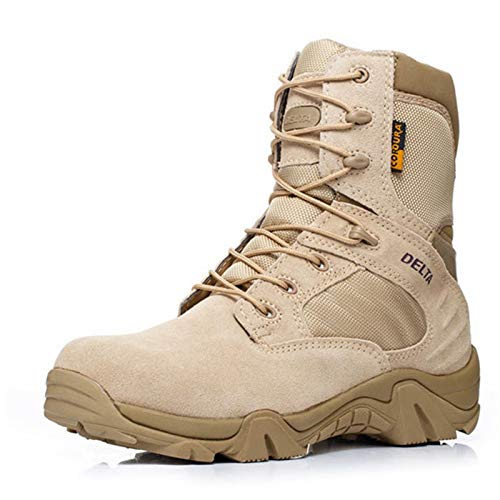 Wygwlg Männer Militärstiefel, Hochwertige Tactical Desert Combat Ankle Boots Herren Arbeitsschuhe,Beige-36 Cover