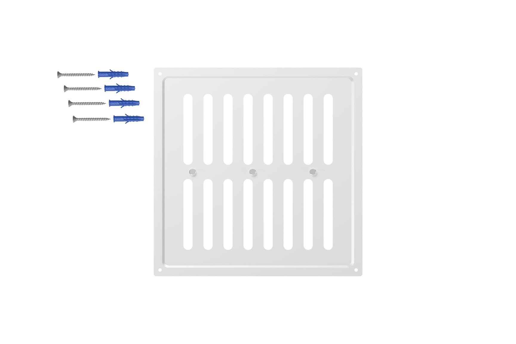 DEMLOU Ventilation Grille 25x25 cm – Square Powder Coated Steel Air Vent with Open and Close Mechanism – Wall or Ceiling Vent Cover – RAL 9016 White Finish.